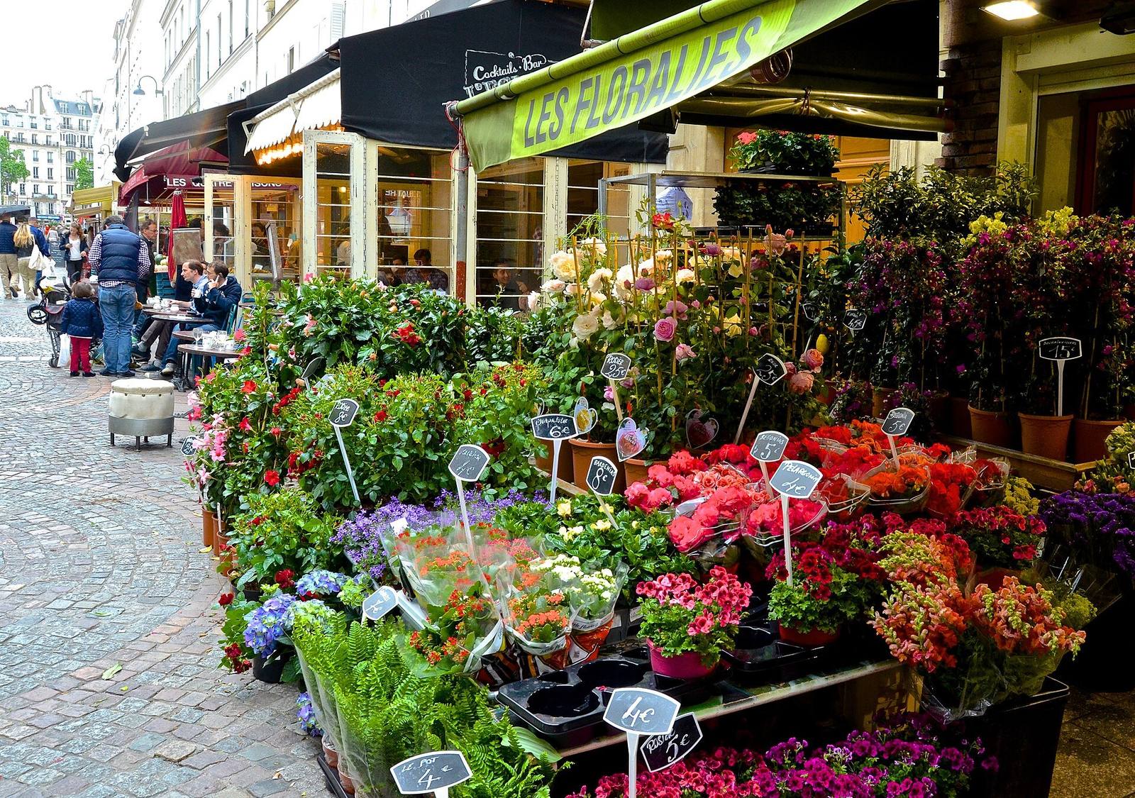 Blomsterhandel i Rue Cler